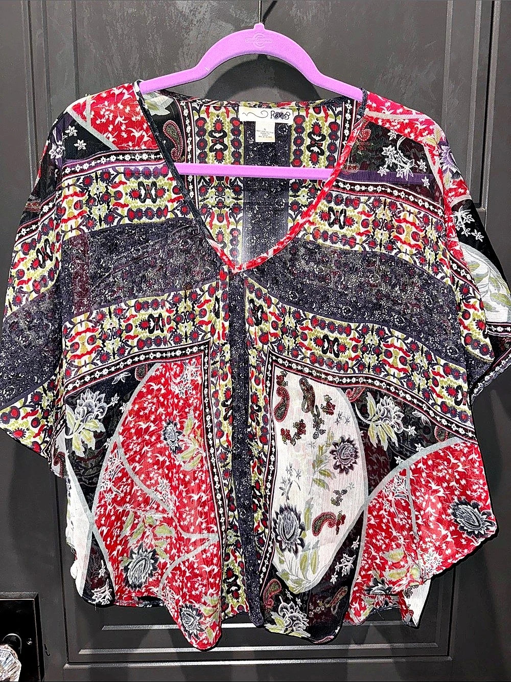 RXB Paisley Blouse in Red & Navy Size Small